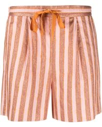 forte_forte - Cotton And Linen Striped Shorts With Lurex - Lyst