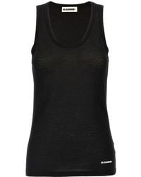 Jil Sander - Cotton Top With Front Logo Print - Lyst