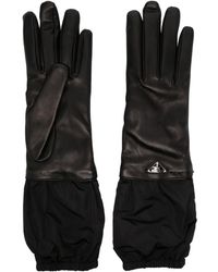 Prada - Enamel-logo Leather Gloves - Lyst