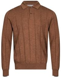 Canali - Ribbed-Knit Polo Shirt - Lyst