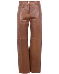 Max Mara - Leren Straight Broek - Lyst