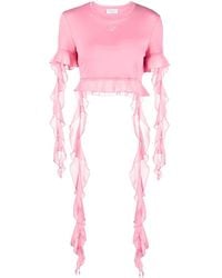 Blumarine - | Top dettagli volant | female | ROSA | S - Lyst