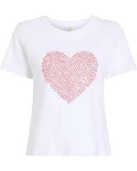 Cinq À Sept - Rhinestone-Embellished Heart-Print T-Shirt - Lyst
