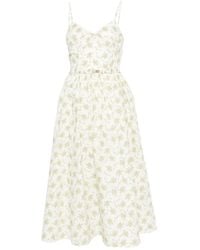 Sandro - Floral-Print Spaghetti-Strap Midi Dress - Lyst