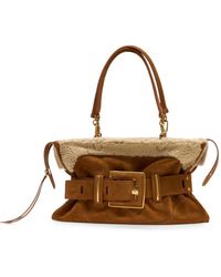 Balmain - Anthem Buckled Shearling Shoulder Bag - Lyst