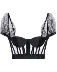 Elisabetta Franchi - Mesh And Gazar Bustier Top - Lyst