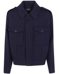Emporio Armani - Button-Up Wool Jacket - Lyst