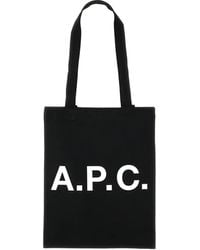 A.P.C. - Lou Logo-Print Canvas Tote Bag - Lyst