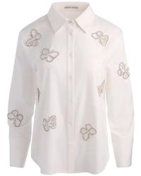 Alice + Olivia - Finely Crystal-Embellished Cutout Shirt - Lyst