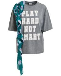 Essentiel Antwerp - Frill-Detail Graphic-Print T-Shirt - Lyst