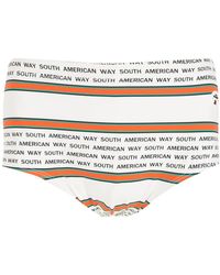 Amir Slama - Striped Slogan-Print Swimming Trunks - Lyst
