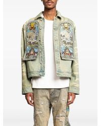 Who Decides War - Unfurled Embroidered-Panel Denim Jacket - Lyst