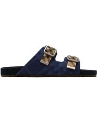 Burberry - Check Denim Urchin Sandals - Lyst