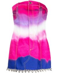 Area - Vestido vaquero corto palabra de honor - Lyst