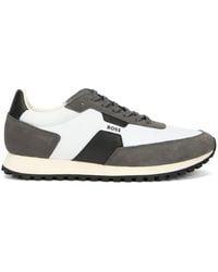 BOSS - Suede-Panelled Logo Sneakers - Lyst