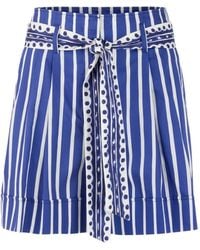 Marc Cain - Striped Belted Shorts - Lyst