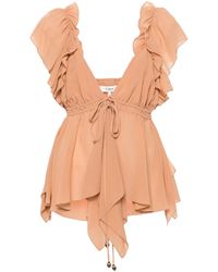 Chloé - Ärmellose Seidenbluse Mit Rüschen - Lyst
