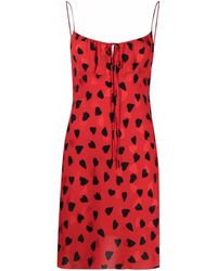 Saint Laurent - Heart Print Empire-line Mini-dress - Lyst