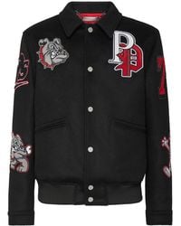 Philipp Plein - Logo-Patch Spread-Collar Bomber Jacket - Lyst