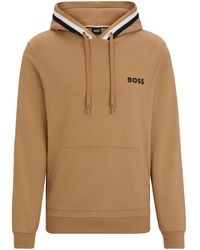 BOSS - Logo-embroidered Cotton Hoodie - Lyst