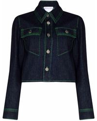 Bottega Veneta - Contrast-stitch Cropped Denim Shirt - Lyst