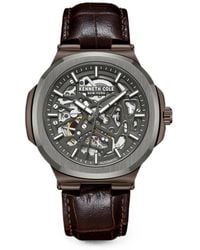 Kenneth Cole - Skeleton-Dial Crocodile-Effect .5Mm Watch - Lyst