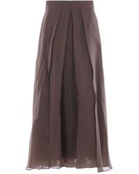 Brunello Cucinelli - Jupe Mi-Longue À Design Plissé - Lyst