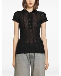 Haikure - Semi-Sheer Cable-Knit Polo Shirt - Lyst