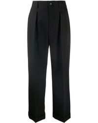 Saint Laurent Wolle Ausgestellte Cropped-Hose in Schwarz Damen Bekleidung Hosen und Chinos Capri Hosen und cropped Hosen 