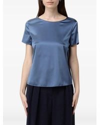 Emporio Armani - Satin-Finish Short-Sleeve Blouse - Lyst