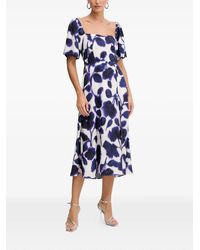 Morgan - Floral Square-Neck Midi Dress - Lyst