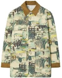 Tory Burch - Printed Denim Barn Jacket - Lyst