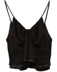 YANGKEHAN - Silk-Satin Draped Top - Lyst