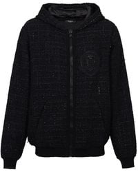 Balmain - Tweed Jack Met Logopatch En Capuchon - Lyst