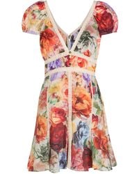 Alice + Olivia - V-Neck Floral Mini Dress - Lyst