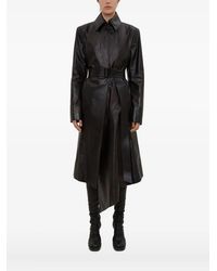 Olivier Theyskens - Pointed-Collar Belted Leather Coat - Lyst
