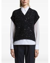 Peserico - Sequin-Embellished V-Neck Sweater - Lyst