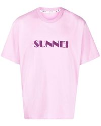 Sunnei - T-Shirt mit Logo-Stickerei - Lyst
