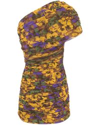 Saint Laurent - One-Shoulder Floral Dress - Lyst