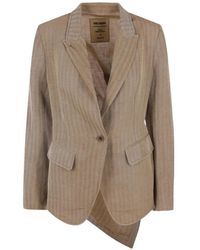 Uma Wang - Kylie Herringbone-Pattern Asymmetric Blazer - Lyst