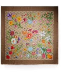 Gucci - Printed Gg Wool Silk Shawl - Lyst