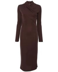 Max Mara - Vestido Midi Estremo Con Tiras Cruzadas En El Cuello De Manga Larga - Lyst