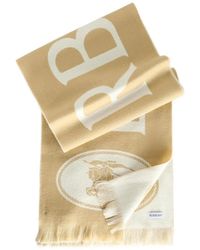 Burberry - Logo-Intarsia Fringed Scarf - Lyst