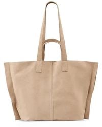 AllSaints - Lutece Suede-Finish Panelled Tote Bag - Lyst