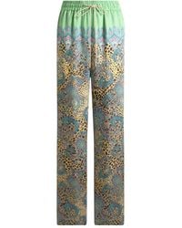 Etro - Wide-Leg Trousers With Placed Paisley And Animal Print - Lyst