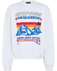 DSquared² - Ski Pass Graphic-Print Crew-Neck Cotton Sweatshirt - Lyst