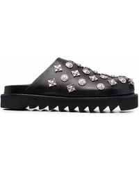 Toga - Stud Embellished Leather Mules - Lyst