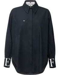 Elisabetta Franchi - Poplin Shirt With Logo On Cuffs - Lyst