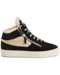 Giuseppe Zanotti - Kriss Ice Shearling-Embellished Sneakers - Lyst