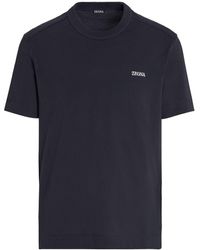 ZEGNA - T-shirt en coton à logo brodé - Lyst